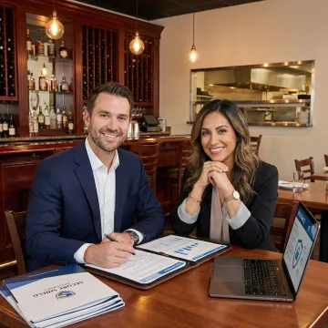 Insurance broker reviewing coverage options for a restaurant and bar establishment