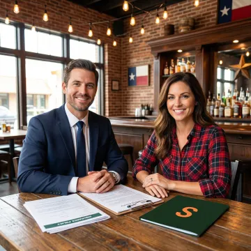 Insurance professional discussing bar coverage options with a Texas tavern owner