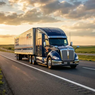 Semi-truck hauling cargo on a highway representing motor truck cargo insurance coverage