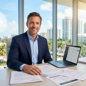 Florida business owner reviewing general liability insurance policy documents