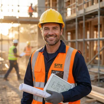 General contractor reviewing insurance quotes on a construction site