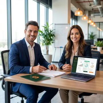 Insurance specialist reviewing liability car insurance options with a client at a desk
