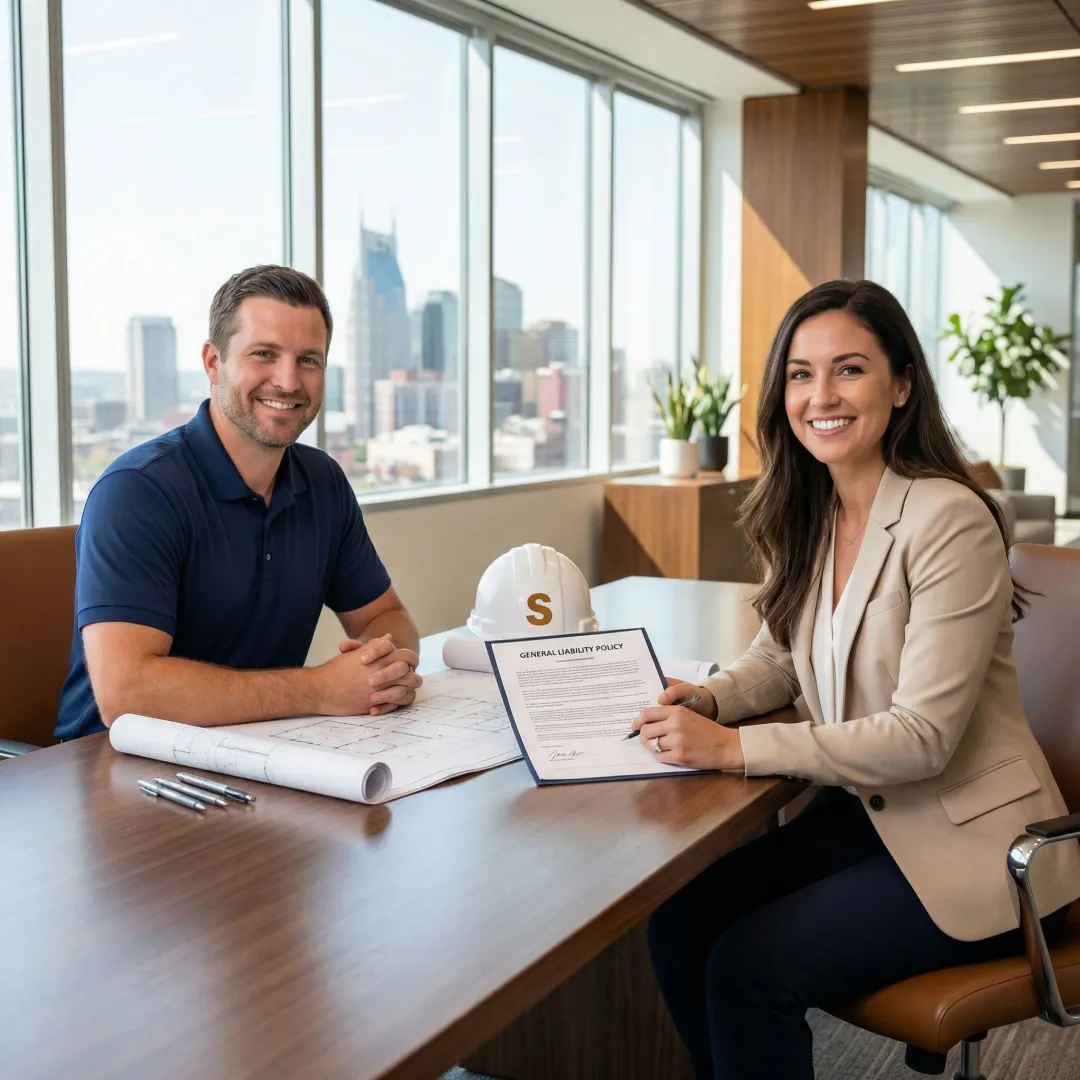 Nashville contractor discussing liability insurance coverage options with an insurance specialist