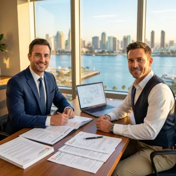 Insurance professional reviewing builders risk policy for a San Diego construction project