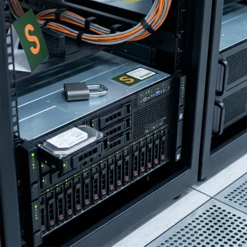 A secure server room with digital locks, representing data protection for an architecture firm.