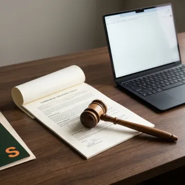 An insurance policy document next to a modern laptop, representing tech E&O insurance.
