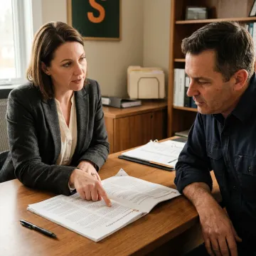 An insurance agent discussing a policy with a general contractor.