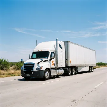 A semi-truck driving on a highway in Laredo, Texas, representing trucking insurance services.
