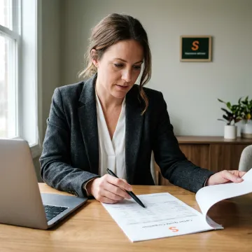 Insurance advisor reviewing liability coverage process