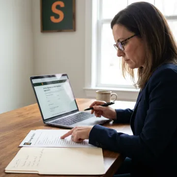 Insurance advisor reviewing daycare quote application online