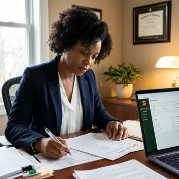 Insurance advisor reviewing daycare coverage application