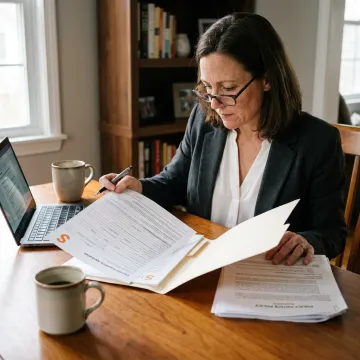 Insurance advisor reviewing home daycare coverage documents