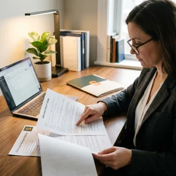 Insurance advisor reviewing daycare coverage documents