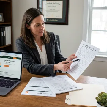 Insurance advisor reviewing daycare coverage application