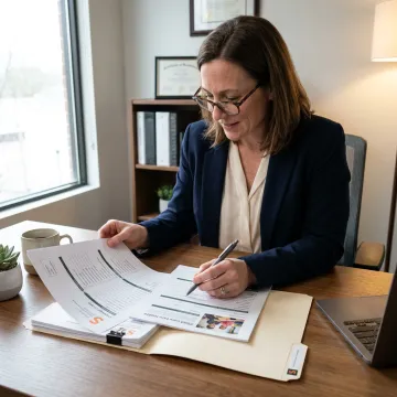 Insurance advisor reviewing daycare coverage application