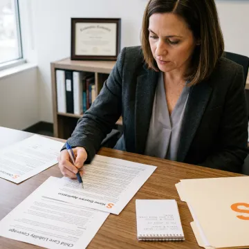 Insurance advisor reviewing daycare coverage application