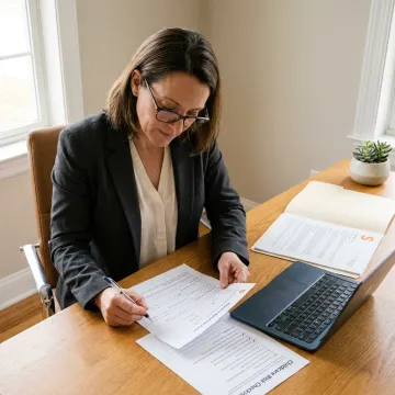 Insurance advisor reviewing daycare coverage application