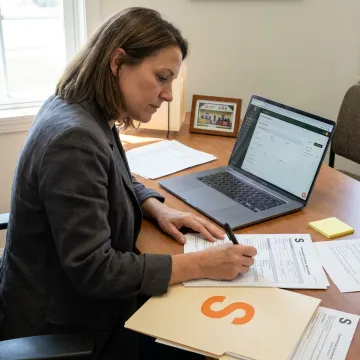 Insurance advisor reviewing daycare coverage application