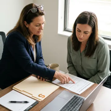 Insurance advisor reviewing daycare coverage details