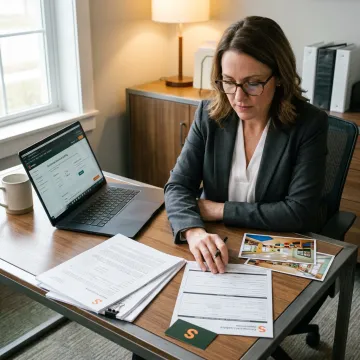 Insurance advisor reviewing daycare coverage application