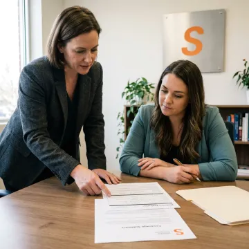 Insurance advisor reviewing daycare coverage application