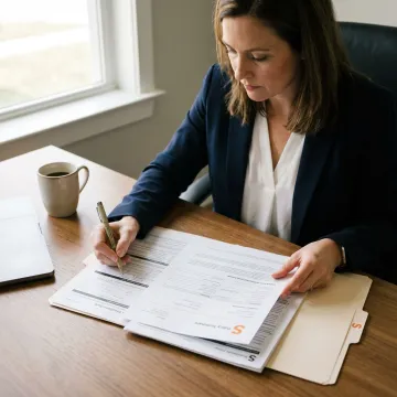 Insurance advisor reviewing daycare coverage documents