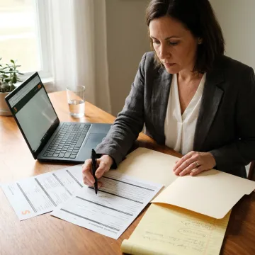 Insurance advisor reviewing home daycare coverage documents