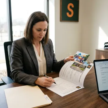 Insurance advisor reviewing daycare coverage application