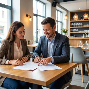 Insurance broker reviewing a hospitality coverage policy for a bar owner