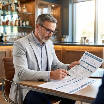 Insurance specialist reviewing bar liability coverage documents