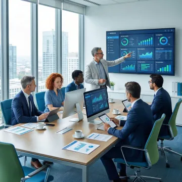 Risk management team analyzing business insurance options for a commercial client