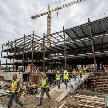 A construction site with a crane, representing commercial construction insurance.