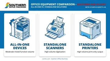 Comparison of all-in-one printers standalone scanners and standalone printers for offices