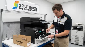 Refurbished Sharp monochrome printer with genuine parts and service technician