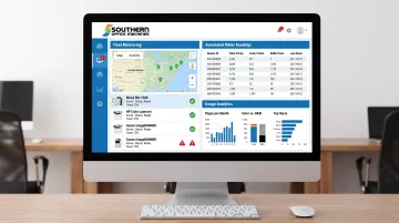 Managed print services dashboard showing fleet monitoring and meter readings