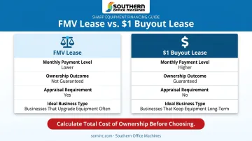 FMV lease versus dollar buyout lease copier cost comparison