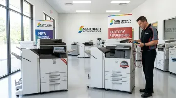 New and refurbished Sharp copier models available at Southern Office Machines showroom