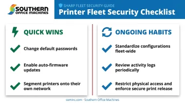 Quick wins versus ongoing habits printer security checklist comparison