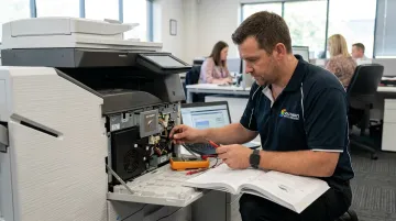 Southern Office Machines factory-trained technician servicing business printer equipment
