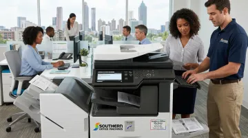 Southern Office Machines Sharp multifunction printer installed in modern office