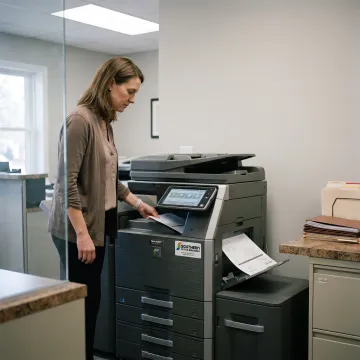 Small business using all-in-one fax printer