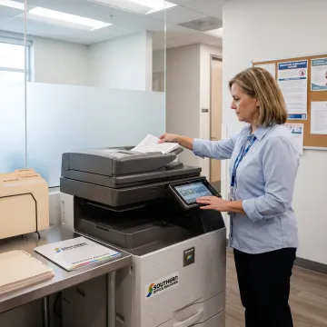 Healthcare industry using all-in-one fax printer