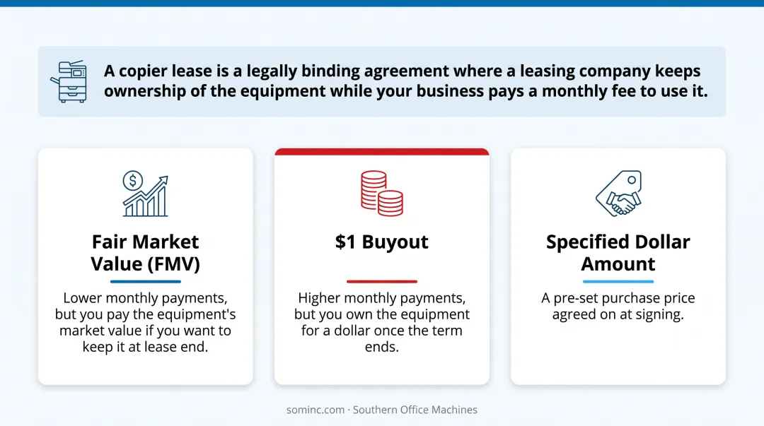 FMV dollar buyout specified amount copier lease options compared