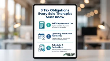 Three self-employment tax obligations for private practice therapists explained visually