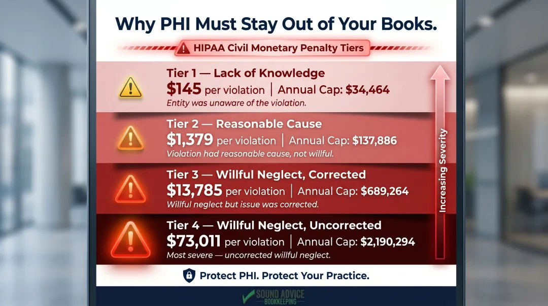 HIPAA civil monetary penalty tiers four violation levels with per-violation fines and annual caps