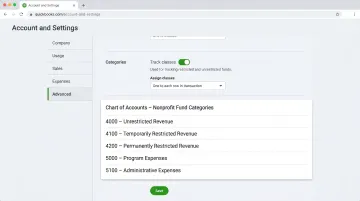 QuickBooks nonprofit accounting software dashboard showing fund tracking and financial reports