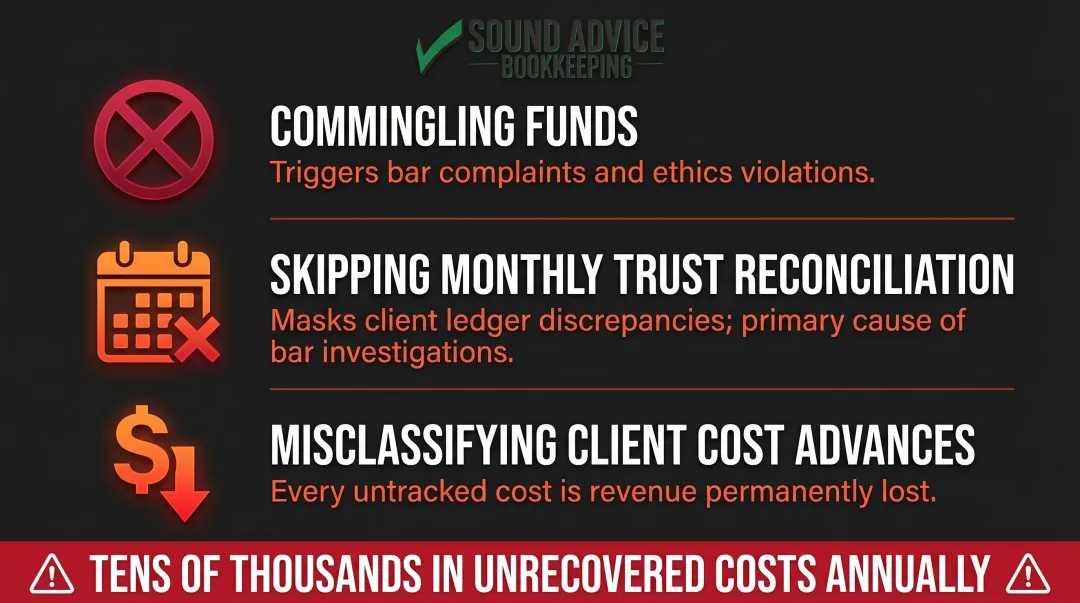 Common law firm bookkeeping mistakes and financial impact on firm profitability