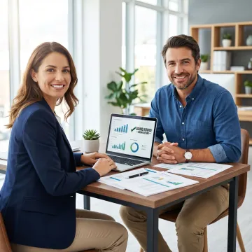 Bookkeeper reviewing financial records with a small business owner