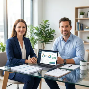 Accounting team reviewing financial reports for a professional service firm