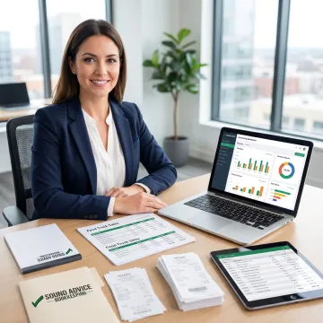 Bookkeeper reviewing finances for a mobile food business